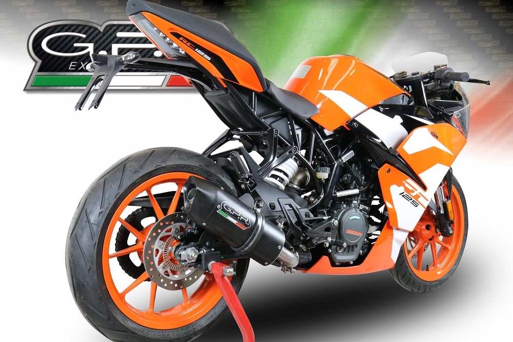 GPR exhaust compatible with  Ktm Rc 390 2017-2020, Furore Evo4 Nero, Homologated legal slip-on exhaust including removable db killer and link pipe 