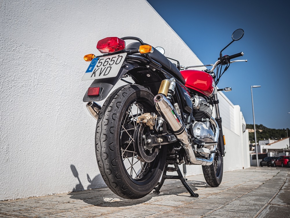 GPR exhaust compatible with  Royal Enfield Continental 650 2019-2020, Deeptone Inox, Dual slip-on exhaust legal for UK and non-EU countries including removable db killers and link pipes 