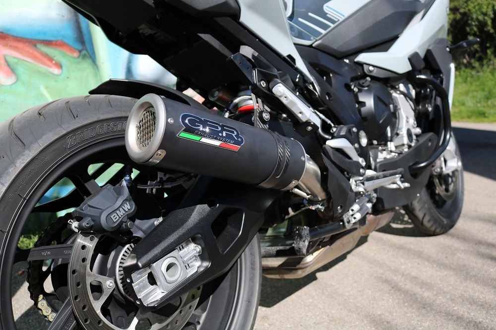 GPR exhaust compatible with  Bmw S 1000 XR -M  2020-2024, M3 Black Titanium, Homologated legal slip-on exhaust including removable db killer and link pipe 