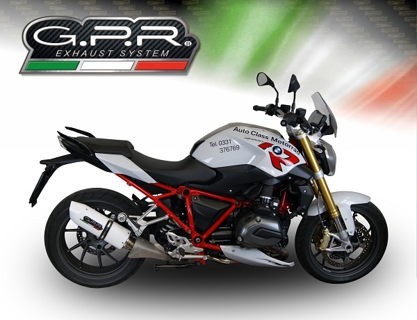 GPR exhaust compatible with  Bmw R 1200 R 2015 Lc 2015-2016, Albus Ceramic, Homologated legal slip-on exhaust including removable db killer and link pipe 