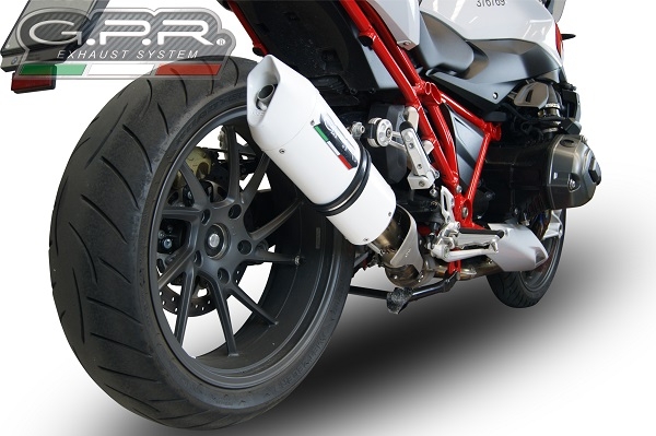 GPR exhaust compatible with  Bmw R 1200 R 2015 Lc 2015-2016, Albus Ceramic, Homologated legal slip-on exhaust including removable db killer and link pipe 