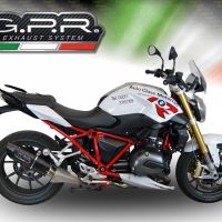 GPR exhaust compatible with  Bmw R 1200 R 2015 Lc 2015-2016, Furore Nero, Homologated legal slip-on exhaust including removable db killer and link pipe 