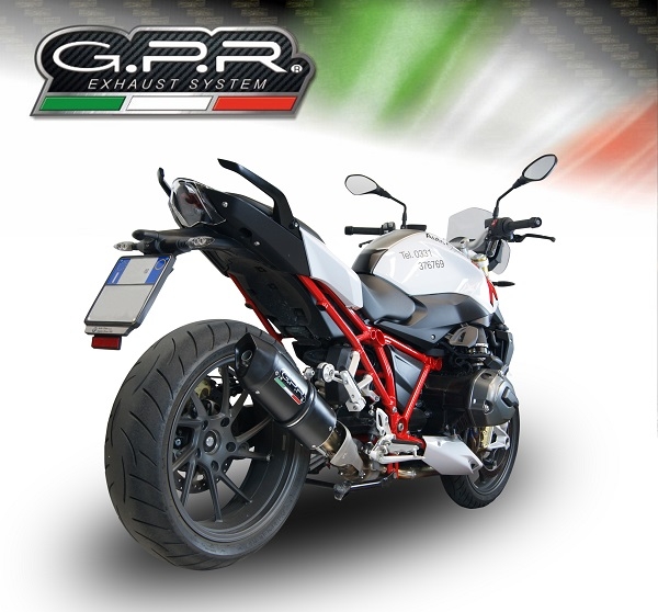 GPR exhaust compatible with  Bmw R 1200 R 2015 Lc 2015-2016, Furore Nero, Homologated legal slip-on exhaust including removable db killer and link pipe 