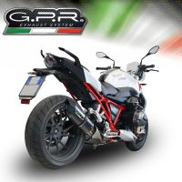 GPR exhaust compatible with  Bmw R 1200 R 2015 Lc 2015-2016, Furore Nero, Homologated legal slip-on exhaust including removable db killer and link pipe 