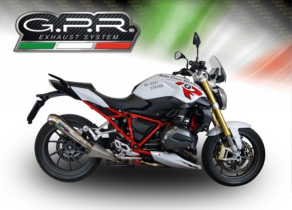 GPR exhaust compatible with  Bmw R 1200 R 2015 Lc 2015-2016, Powercone Evo, Homologated legal slip-on exhaust including removable db killer and link pipe 