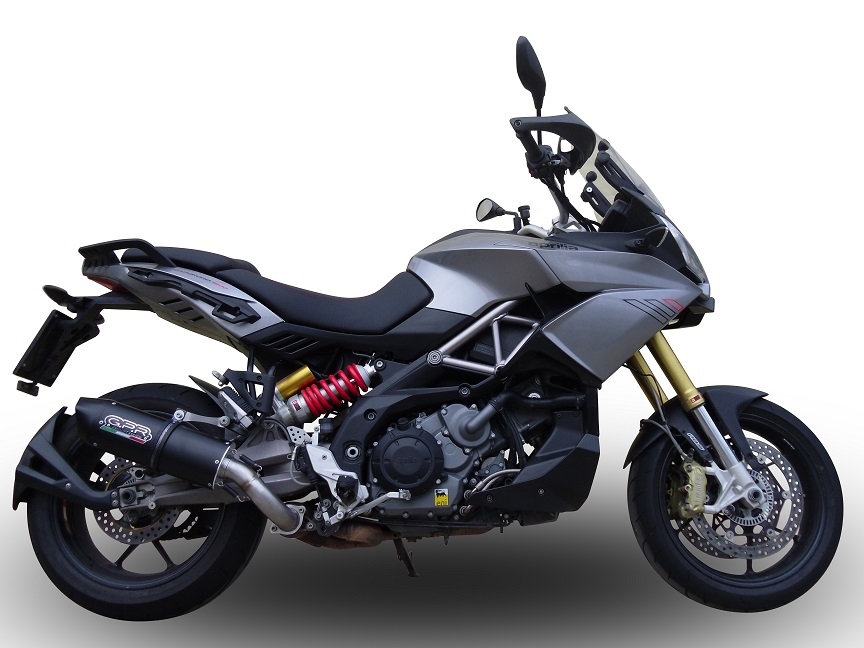 GPR exhaust compatible with  Aprilia Caponord 1200 2013-2016, Furore Nero, Homologated legal slip-on exhaust including removable db killer and link pipe 