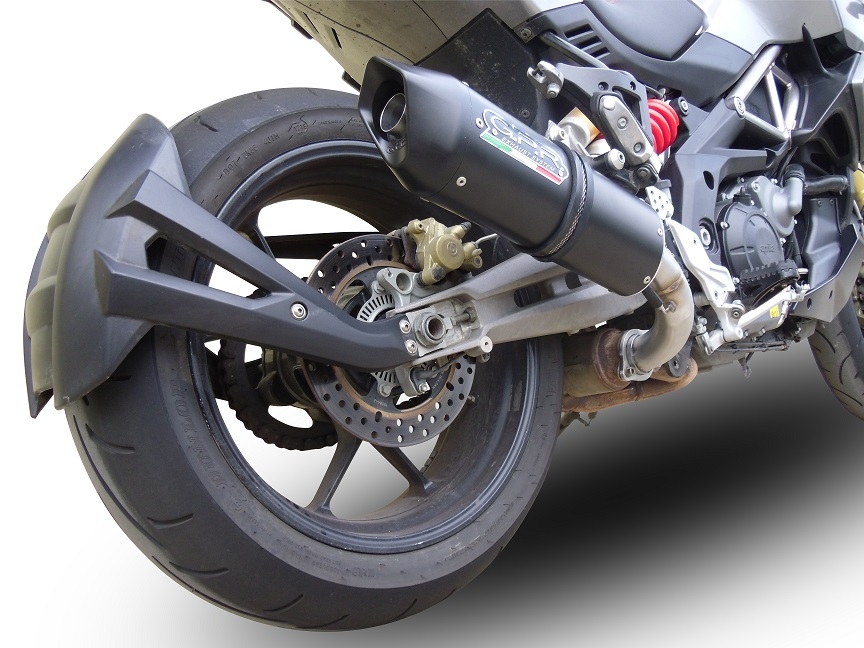 GPR exhaust compatible with  Aprilia Caponord 1200 2013-2016, Furore Nero, Homologated legal slip-on exhaust including removable db killer and link pipe 