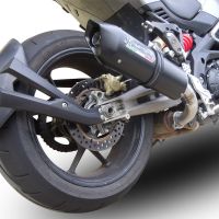 GPR exhaust compatible with  Aprilia Caponord 1200 2013-2016, Furore Nero, Homologated legal slip-on exhaust including removable db killer and link pipe 