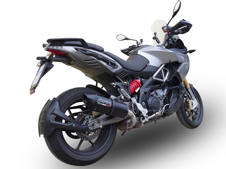 GPR exhaust compatible with  Aprilia Caponord 1200 2013-2016, Furore Nero, Homologated legal slip-on exhaust including removable db killer and link pipe 