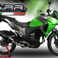 GPR exhaust compatible with  Kawasaki Versys-X 300 2017-2021, Furore Evo4 Nero, Homologated legal slip-on exhaust including removable db killer, link pipe and catalyst 