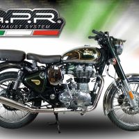 GPR exhaust compatible with  Royal Enfield Classic - Bullet Efi 500 2017-2020, Deeptone Inox, Slip-on exhaust legal for UK and non-EU markets including link pipe and removable db killer 