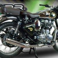 GPR exhaust compatible with  Royal Enfield Classic - Bullet Efi 500 2017-2020, Deeptone Inox, Slip-on exhaust legal for UK and non-EU markets including link pipe and removable db killer 