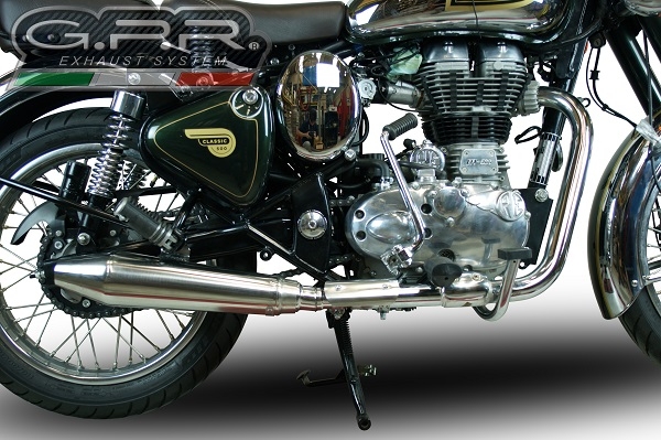 GPR exhaust compatible with  Royal Enfield Classic - Bullet Efi 500 2009-2016, Vintacone, Homologated legal slip-on exhaust including removable db killer, link pipe and catalyst 