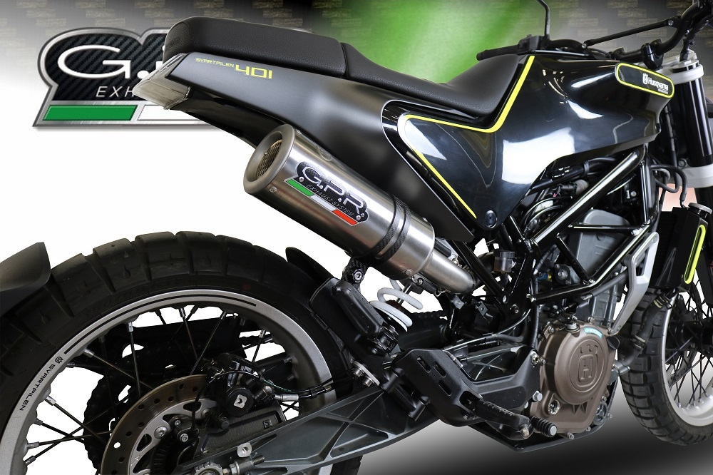 GPR exhaust compatible with  Husqvarna Svartpilen 401 2018-2019, M3 Titanium Natural, Homologated legal Mid-full system exhaust, including removable db killer and catalyst  