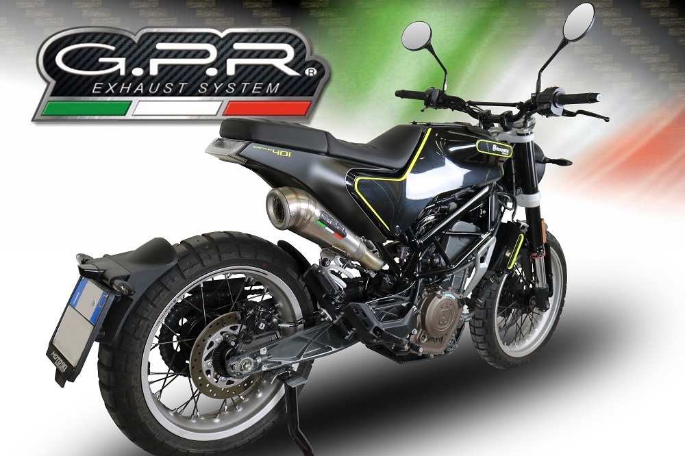 GPR exhaust compatible with  Husqvarna Svartpilen 401 2018-2019, Powercone Evo, Homologated legal Mid-full system exhaust, including removable db killer and catalyst  