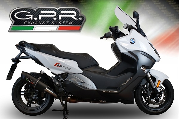 GPR exhaust compatible with  Bmw C 650 Sport 2016-2020, Furore Evo4 Nero, Homologated legal slip-on exhaust including removable db killer and link pipe 