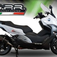 GPR exhaust compatible with  Bmw C 650 Sport 2016-2020, Furore Evo4 Nero, Homologated legal slip-on exhaust including removable db killer and link pipe 