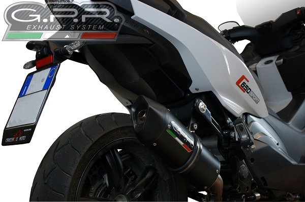 GPR exhaust compatible with  Bmw C 650 Sport 2016-2020, Furore Evo4 Nero, Homologated legal slip-on exhaust including removable db killer and link pipe 