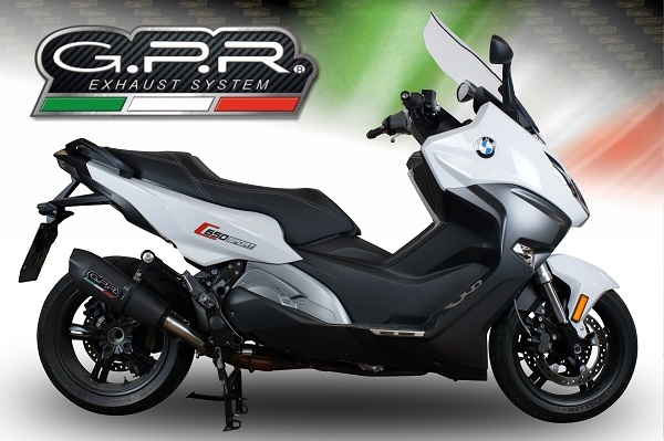 GPR exhaust compatible with  Bmw C 650 Sport 2016-2020, GP Evo4 Black Titanium, Homologated legal slip-on exhaust including removable db killer and link pipe 