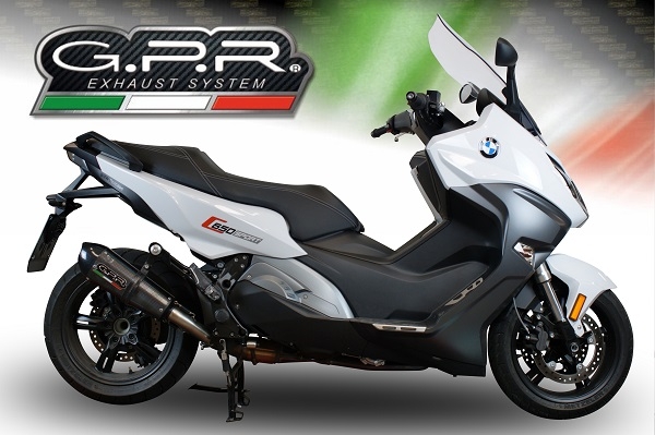 GPR exhaust compatible with  Bmw C 650 Sport 2016-2020, GP Evo4 Poppy, Homologated legal slip-on exhaust including removable db killer and link pipe 