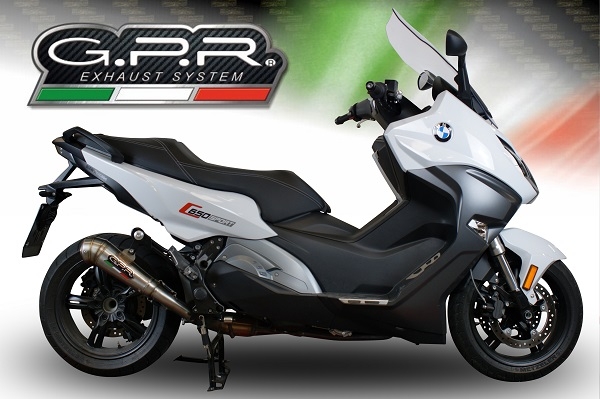 GPR exhaust compatible with  Bmw C 650 Sport 2016-2020, Powercone Evo, Homologated legal slip-on exhaust including removable db killer and link pipe 