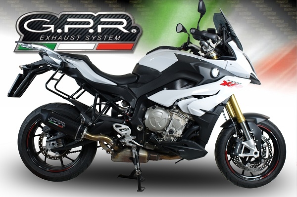 GPR exhaust compatible with  Bmw S 1000 XR -M  2015-2016, Furore Nero, Homologated legal slip-on exhaust including removable db killer and link pipe 