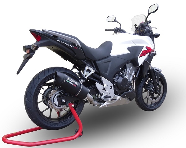 GPR exhaust compatible with  Honda Cb 400 X 2013-2015, Furore Nero, Homologated legal slip-on exhaust including removable db killer and link pipe 