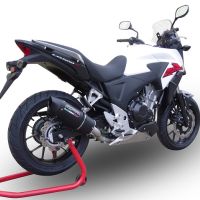 GPR exhaust compatible with  Honda Cb 400 X 2013-2015, Furore Nero, Homologated legal slip-on exhaust including removable db killer and link pipe 