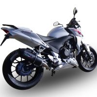 GPR exhaust compatible with  Honda Cb 500 F 2013-2015, Furore Nero, Homologated legal slip-on exhaust including removable db killer and link pipe 