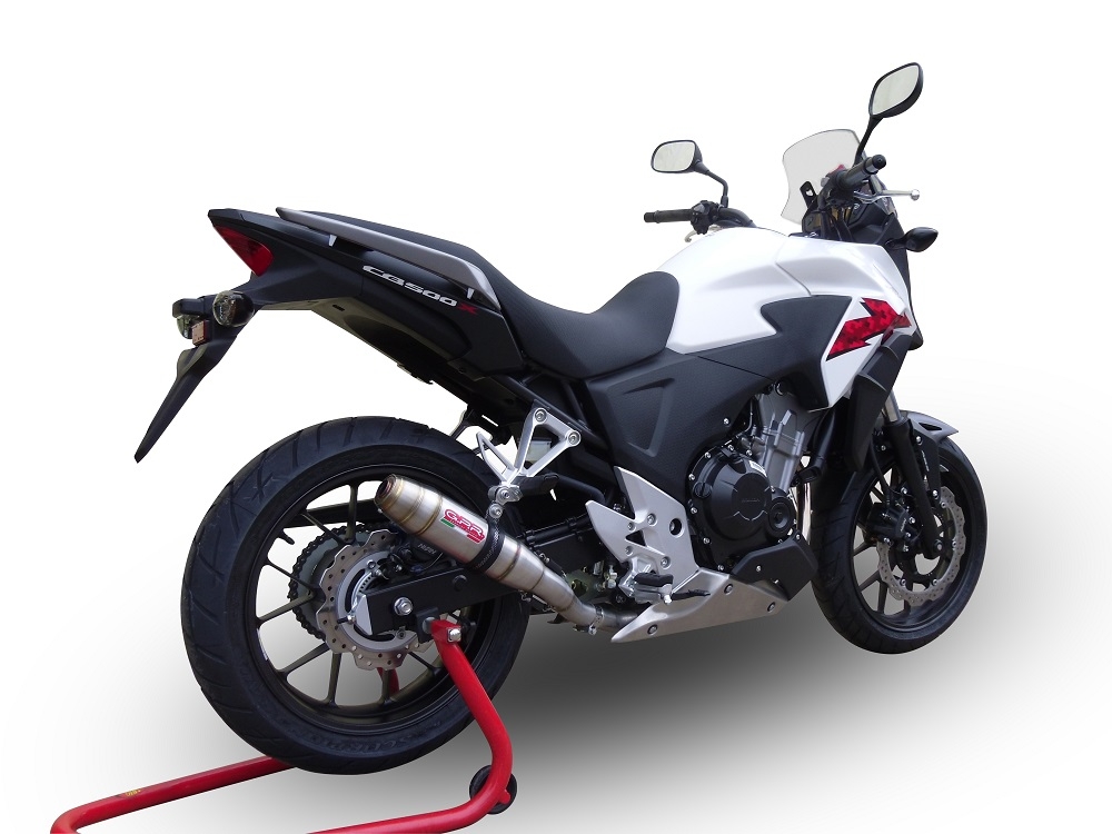 GPR exhaust compatible with  Honda Cb 500 X 2016-2018, Deeptone Inox, Homologated legal slip-on exhaust including removable db killer and link pipe 