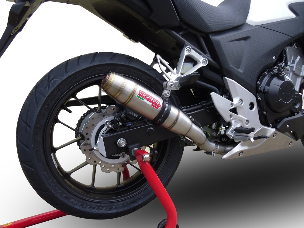 GPR exhaust compatible with  Honda Cb 500 X 2016-2018, Deeptone Inox, Homologated legal slip-on exhaust including removable db killer and link pipe 