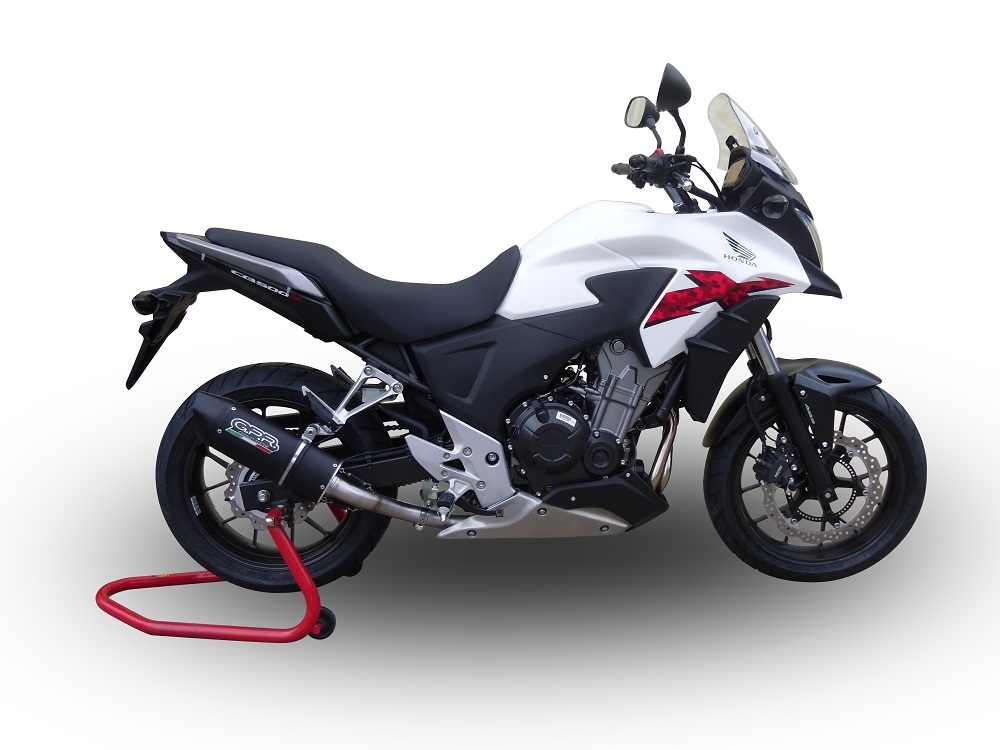 GPR exhaust compatible with  Honda Cb 400 X 2013-2015, Furore Nero, Homologated legal slip-on exhaust including removable db killer and link pipe 