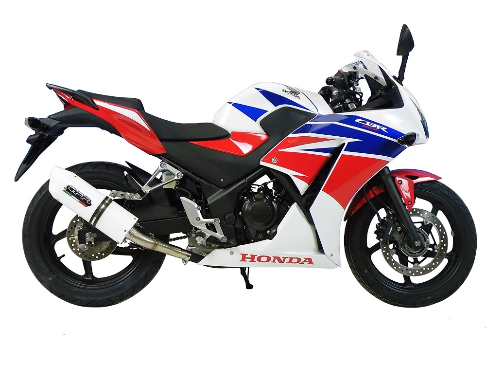 GPR exhaust compatible with  Honda Cbr 300 R 2014-2016, Albus Ceramic, Homologated legal slip-on exhaust including removable db killer and link pipe 