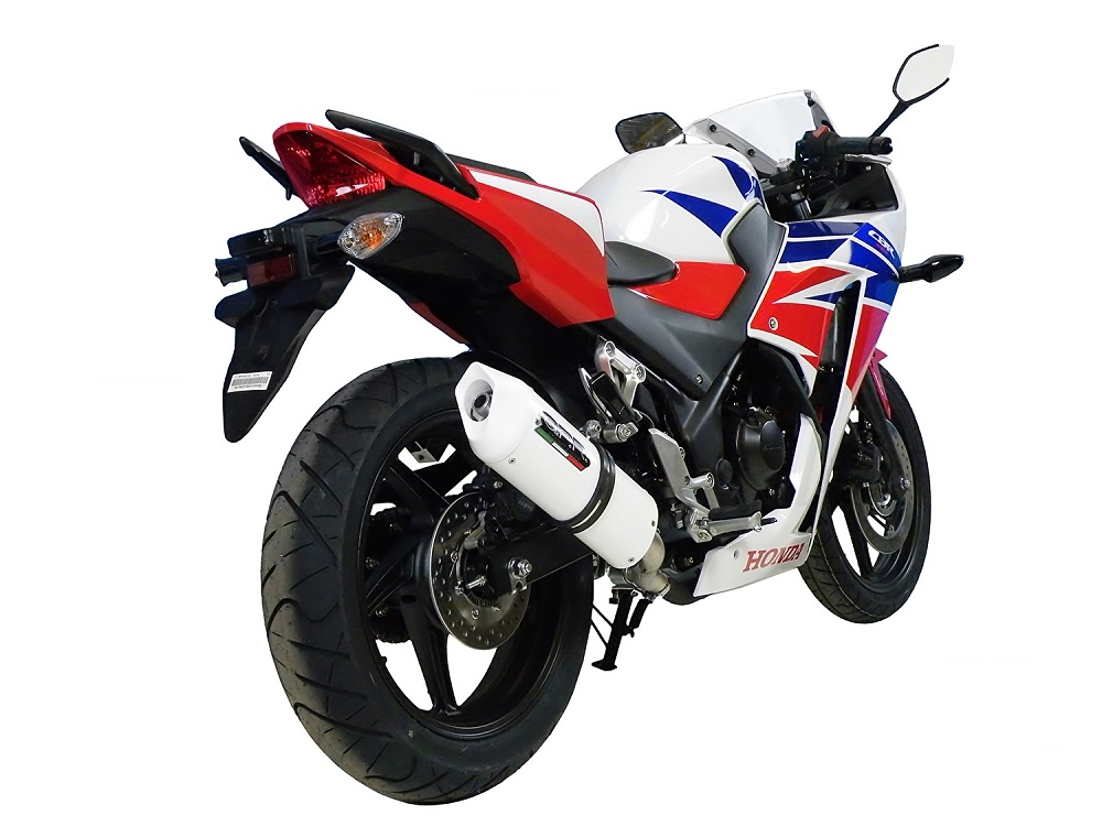 GPR exhaust compatible with  Honda Cbr 300 R 2014-2016, Albus Ceramic, Homologated legal slip-on exhaust including removable db killer and link pipe 