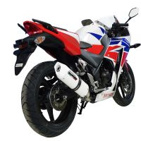 GPR exhaust compatible with  Honda Cbr 300 R 2014-2016, Albus Ceramic, Homologated legal slip-on exhaust including removable db killer and link pipe 