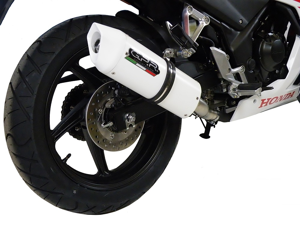 GPR exhaust compatible with  Honda Cbr 300 R 2014-2016, Albus Ceramic, Homologated legal slip-on exhaust including removable db killer and link pipe 