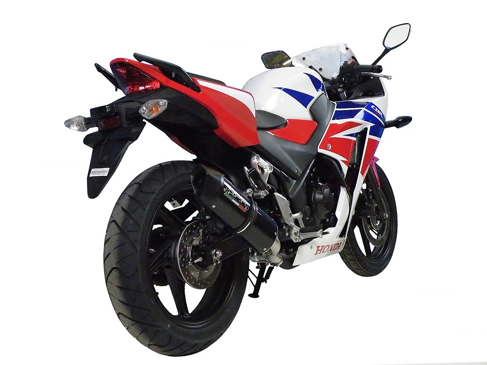 GPR exhaust compatible with  Honda Cbr 300 R 2014-2016, Furore Nero, Homologated legal slip-on exhaust including removable db killer and link pipe 