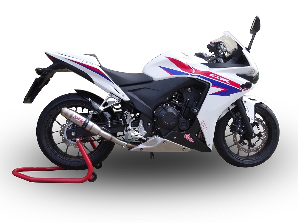 GPR exhaust compatible with  Honda Cbr 500 R 2012-2018, Deeptone Inox, Homologated legal slip-on exhaust including removable db killer and link pipe 