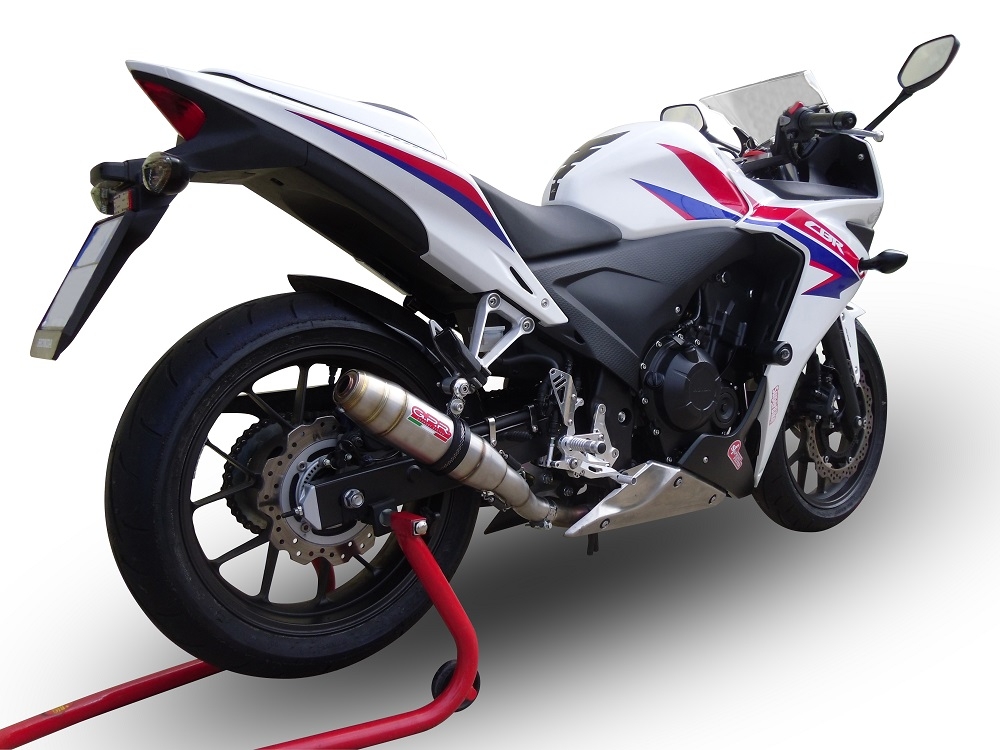 GPR exhaust compatible with  Honda Cbr 500 R 2012-2018, Deeptone Inox, Homologated legal slip-on exhaust including removable db killer and link pipe 