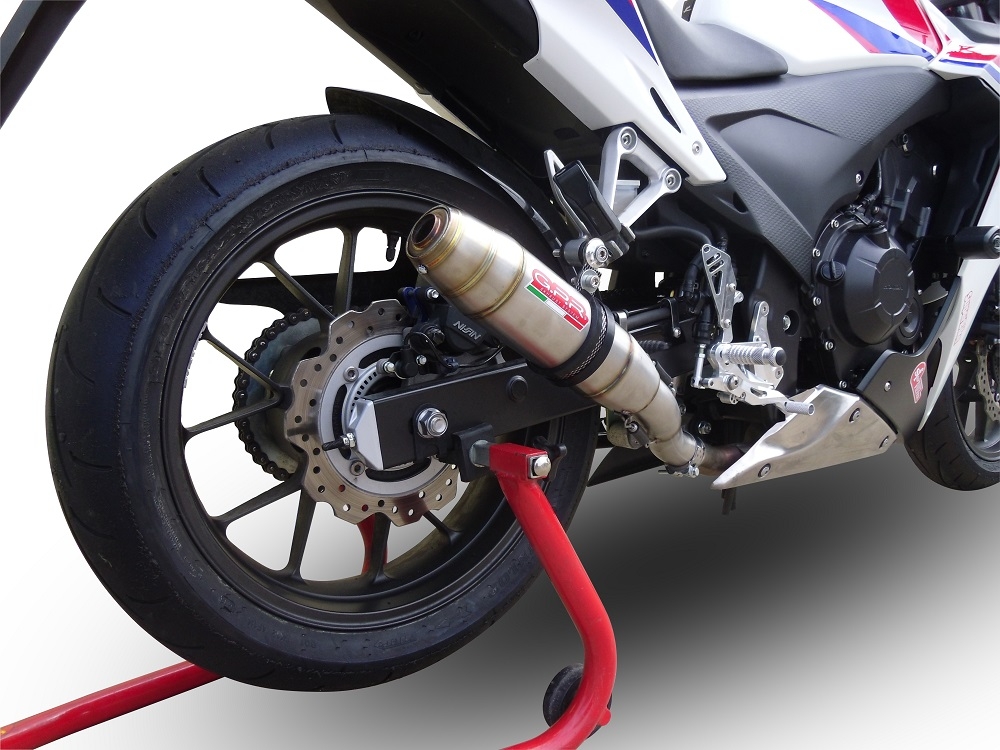 GPR exhaust compatible with  Honda Cbr 500 R 2012-2018, Deeptone Inox, Homologated legal slip-on exhaust including removable db killer and link pipe 