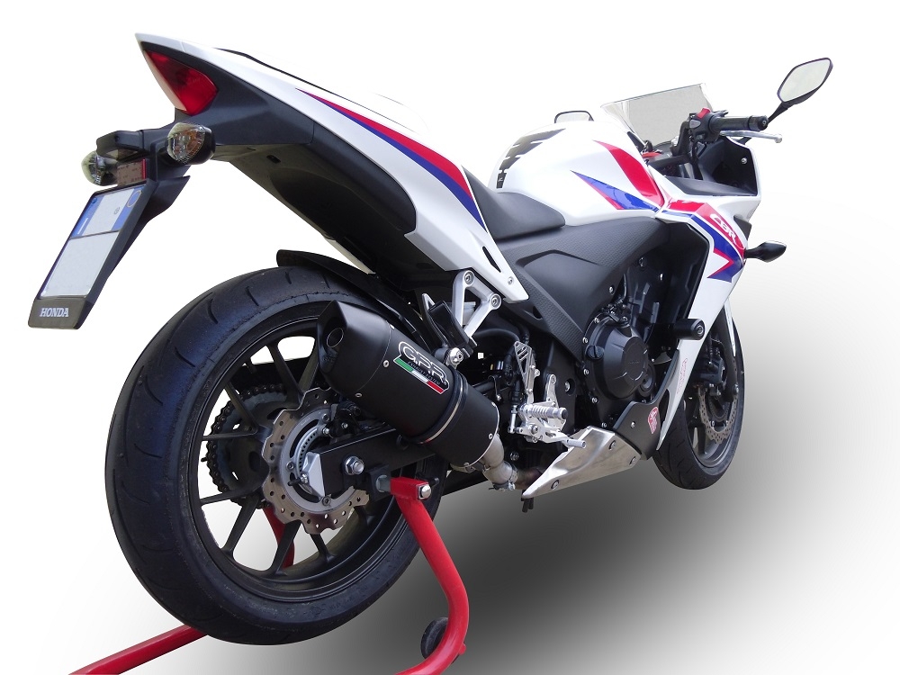 GPR exhaust compatible with  Honda NX500 2024-2025, Furore Nero, Homologated legal slip-on exhaust including removable db killer and link pipe 