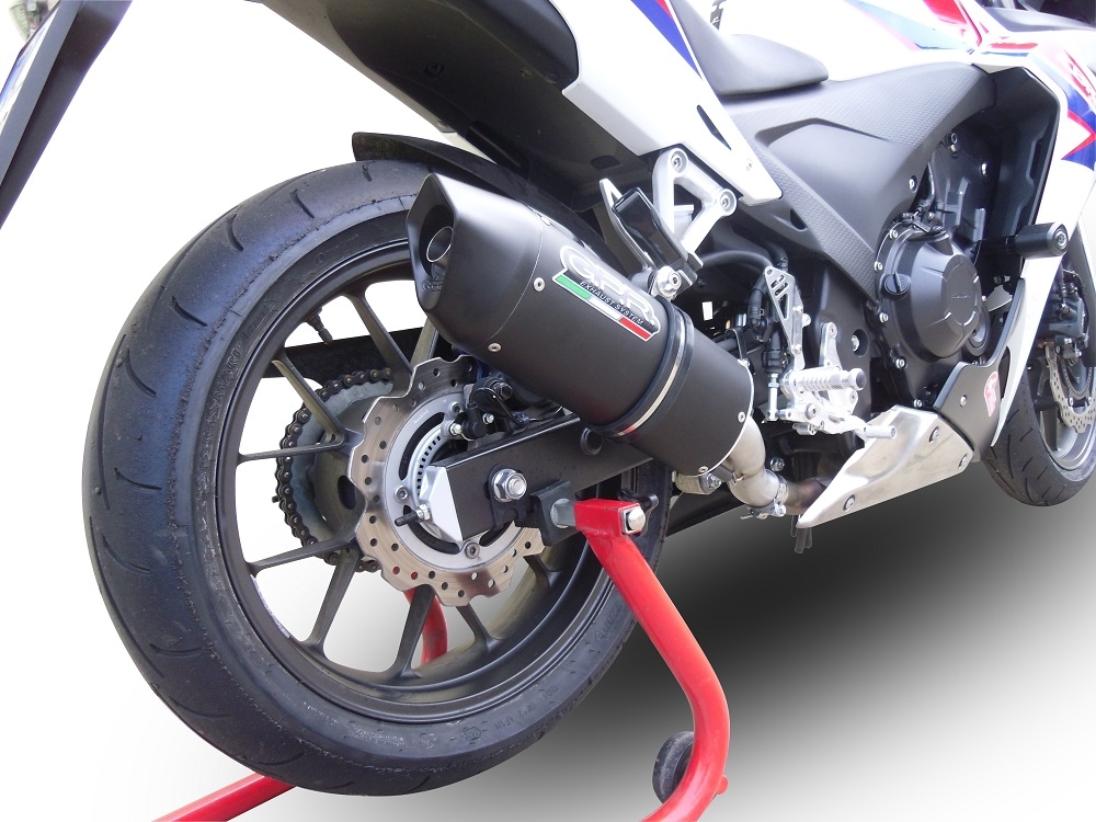 GPR exhaust compatible with  Honda NX500 2024-2025, Furore Nero, Homologated legal slip-on exhaust including removable db killer and link pipe 