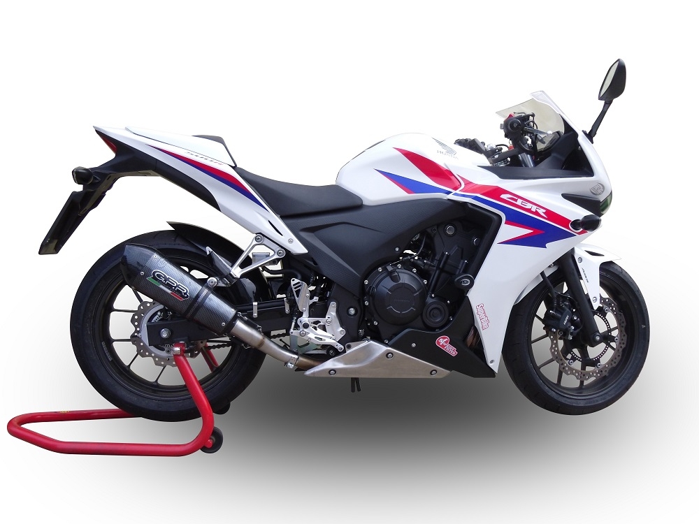 GPR exhaust compatible with  Honda Cbr 500 R 2023-2024, GP Evo4 Poppy, Homologated legal slip-on exhaust including removable db killer and link pipe 