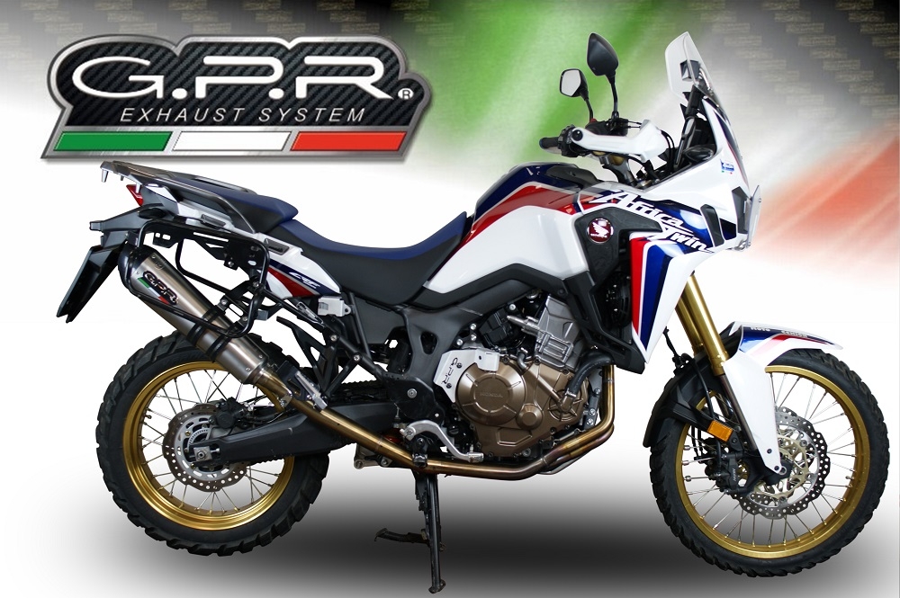 GPR exhaust compatible with  Honda Crf 1000 L Africa Twin 2015-2017, Gpe Ann. titanium, Homologated legal slip-on exhaust including removable db killer and link pipe 