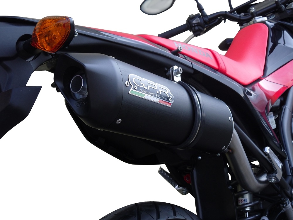 GPR exhaust compatible with  Honda Crf 250 M 2013-2016, Furore Nero, Homologated legal slip-on exhaust including removable db killer, link pipe and catalyst 