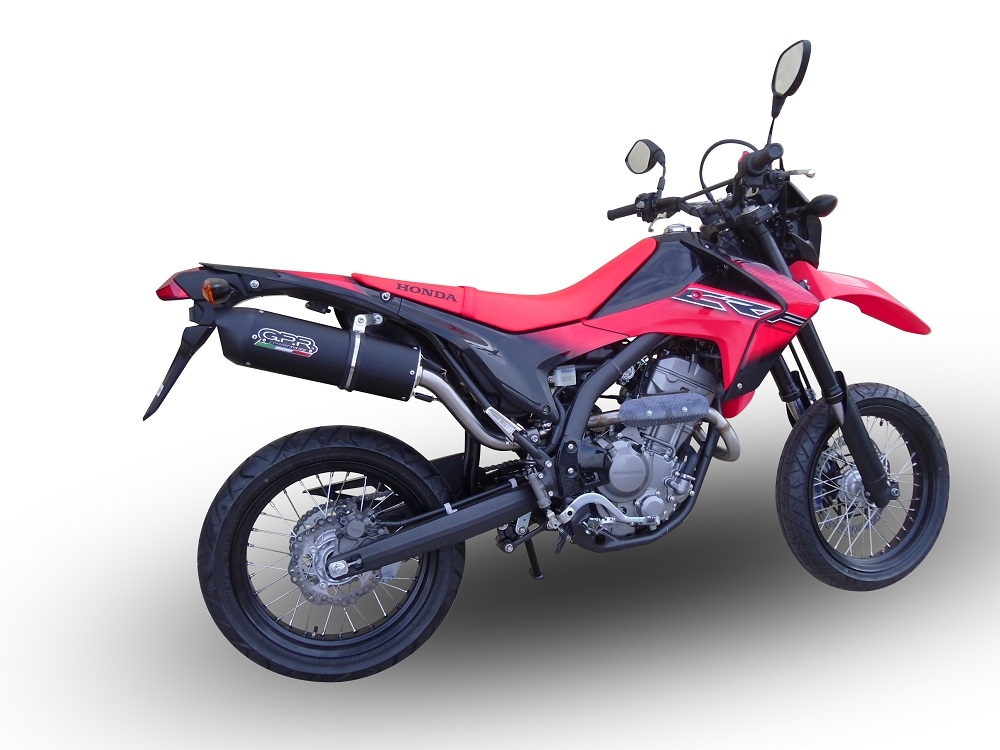 GPR exhaust compatible with  Honda Crf 250 M 2013-2016, Furore Nero, Homologated legal slip-on exhaust including removable db killer, link pipe and catalyst 