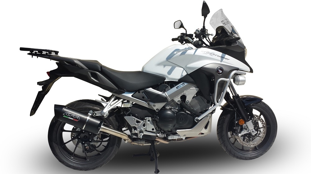 GPR exhaust compatible with  Honda Crossrunner 800 Vfr 800 X 2015-2016, Furore Nero, Homologated legal slip-on exhaust including removable db killer and link pipe 