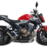 GPR exhaust compatible with  Honda Cb 500 X 2019-2024, Furore Nero, Homologated legal slip-on exhaust including removable db killer and link pipe 