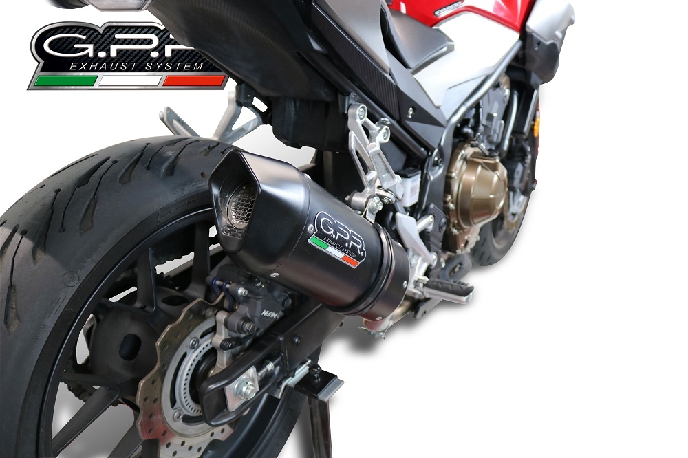 GPR exhaust compatible with  Honda Cb 500 F 2019-2020, Furore Evo4 Nero, Homologated legal slip-on exhaust including removable db killer and link pipe 