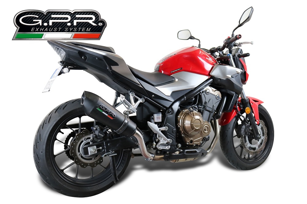 GPR exhaust compatible with  Honda Cb 500 F 2021-2024, GP Evo4 Black Titanium, Homologated legal slip-on exhaust including removable db killer and link pipe 